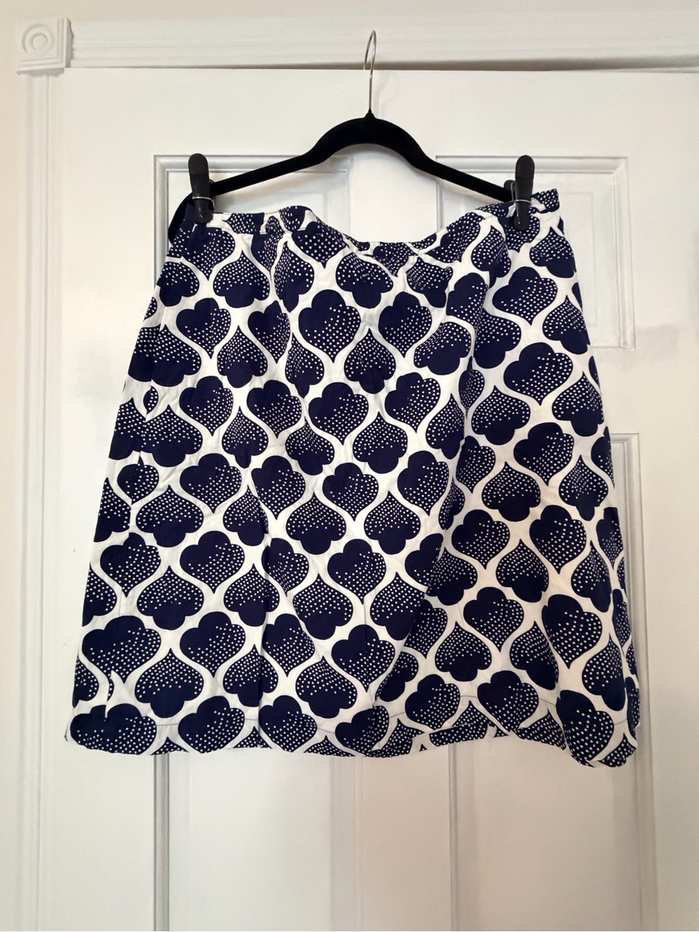Boden Navy and White Graphic A-Line Skirt